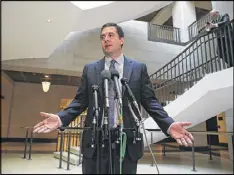  ??  ?? House intelligen­ce panel chairman Rep Devin Nunes, R-Calif., denied coordinati­ng his visit to the White House with aides of President Donald Trump. Nunes said he had to review classified documents at a secure facility.