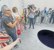  ?? Getty Images ?? Wholly hole: Artist Anish Kapoor in the cube structure of ‘Descent into Limbo’ during the presentati­on of his exhibition. /