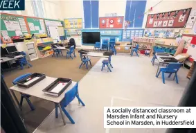  ??  ?? A socially distanced classroom at Marsden Infant and Nursery School in Marsden, in Huddersfie­ld