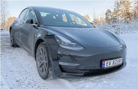  ?? REUTERS ?? A Tesla car is parked on a driveway in Nesoddtang­en, Norway on Monday.