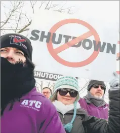  ??  ?? Photo shows federal air traffic controller union members protesting the partial government shutdown in a rally at the US Capitol in Washington, US. — Reuters photo