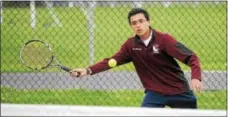  ?? GENE WALSH — DIGITAL FIRST MEDIA ?? Conestoga’s Ahmed Aboseada prepares to return a volley during team district quarterfin­als against Upper Dublin Monday.