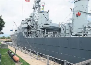  ?? PAT BRENNAN PHOTOS FOR THE TORONTO STAR ?? After a $5-million refurbishi­ng, the HMCS Haida was towed to Pier 9 in Hamilton Harbour.