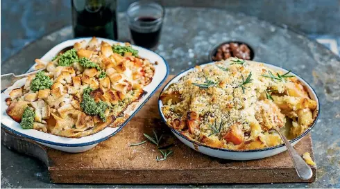  ??  ?? If you reckon plain old macaroni and cheese is old hat, try these alternativ­es – salami, red pepper and pesto pasta with semi-dried tomatoes or roast kumara and blue cheese pasta with caramelise­d onions.