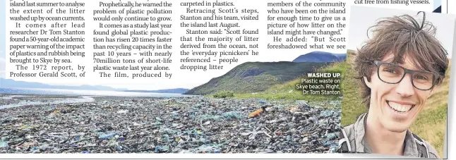  ?? ?? WASHED UP Plastic waste on Skye beach. Right, Dr Tom Stanton