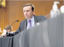  ?? GREG NASH/AP ?? Sen. Chris Murphy listens during a Senate Health, Education, Labor and Pensions hearing. Murphy has become among the most outspoken U.S. senators about what he sees as injustice in college sports.