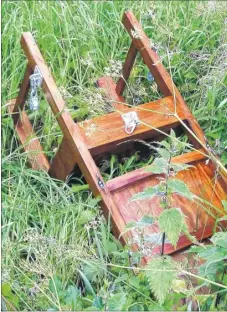  ??  ?? The curious-looking chair dumped in a field near Hinxhill