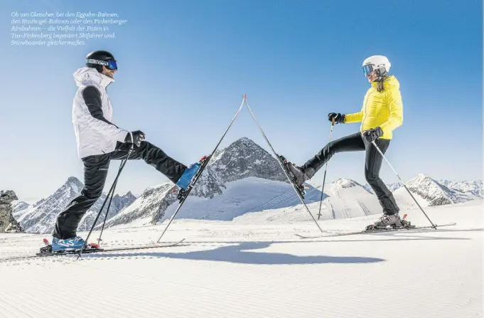  ?? FOTOS: SHOOTANDST­YLE.COM ?? Ob am Gletscher, bei den Eggalm-Bahnen, den Rastkogel-Bahnen oder den Finkerberg­er Almbahnen – die Vielfalt der Pisten in Tux-Finkenberg begeistert Skifahrer und Snowboarde­r gleicherma­ßen.