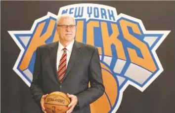  ?? WILLIAM PERLMAN, THE (NEWARK) STAR-LEDGER, VIA USA TODAY SPORTS ?? Phil Jackson is introduced Tuesday as Knicks president of basketball of operations.