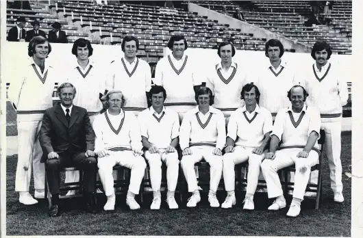  ?? GREEN & HAHN ?? NZ’s winning team against Australia: Back row: Hedley Howarth, Richard Hadlee, Jeremy Coney, Richard Collinge, Barry Hadlee (12th man), John Morrison, John Parker. Front row: Ken Deas (manager), Ken Wadsworth, Bevan Congdon, Glenn Turner, Dayle Hadlee, Brian Hastings.