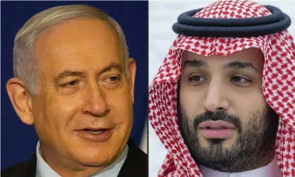  ?? Photograph: Maya Alleruzzo/Saudi Royal Palace/AFP/Getty ?? Benjamin Netanyahu and Mohammed bin Salman.