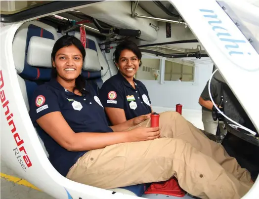  ??  ?? Keithair Misquitta (left) and Aarohi Pandit (above); aircraft Mahi (below left)