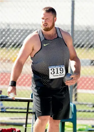  ?? TOM LEE ?? Rio bronze medallist Tom Walsh competes at the Porritt Classic in Hamilton yesterday.