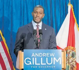  ?? AP ?? Esperanza. El demócrata Andrew Gillum aún tiene posibilida­des.