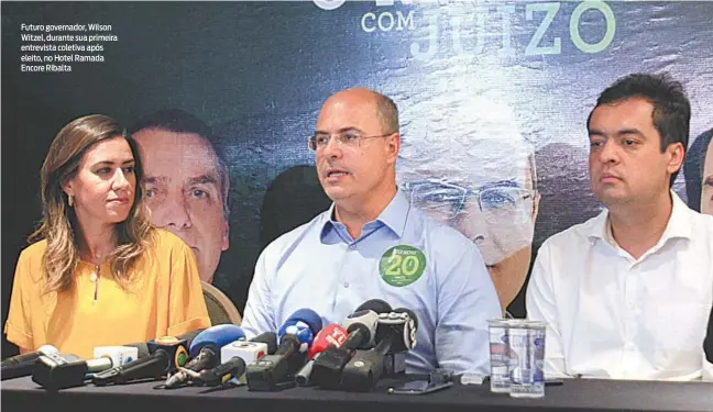  ?? ESTEFAN RADOVICZ / AGÊNCIA O DIA ?? Futuro governador, Wilson Witzel, durante sua primeira entrevista coletiva após eleito, no Hotel Ramada Encore Ribalta