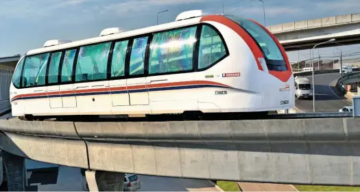  ?? ALAMY. ?? Patented by Oskar Coester, the Aeromovel pneumatic propulsion system is in operation on the Porto Alegre airport connection in Brazil (pictured) and previously at the Taman Mini Indonesia Indah theme park in Jakarta, Indonesia.