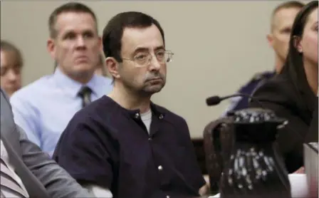  ?? CARLOS OSORIO — THE ASSOCIATED PRESS FILE ?? Larry Nassar sits during his sentencing hearing in Lansing, Mich.