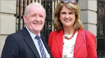  ??  ?? Pictured at Leinster House on Budget Day were Joan Burton,Labour deputy for Dublin West and Tony McLoughlin,Fine Gael deputy for Sligo-Leitrim.