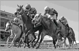  ?? BARBARA D. LIVINGSTON ?? Stormy Liberal (center) wins the Breeders’ Cup Turf Sprint at Del Mar over Richard’s Boy (right).