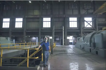  ?? LAUREN A. LITTLE — MEDIANEWS GROUP ?? Joe D’Ascenzo at the Titus Power Plant, which he plans to turn into a plastic recycling facility.