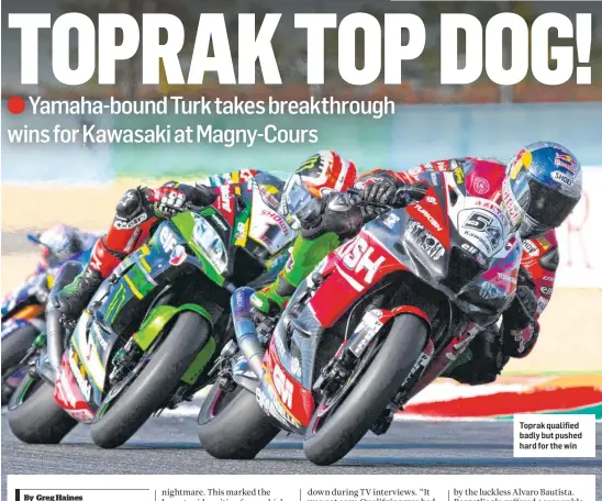  ??  ?? Toprak qualified badly but pushed hard for the win