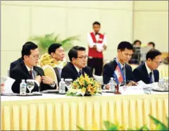  ?? SUPPLIED/MRC ?? Cambodia’s delegation at the Ministeria­l Meeting on Wednesday at the Mekong River Commission Summit in Siem Reap.