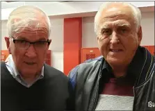  ?? MEDIANEWS GROUP FILE PHOTO ?? Nationally known sports shock jock Billy ‘Whip’ Werndl (right) poses recently with retiring basketball coach Speedy Morris.