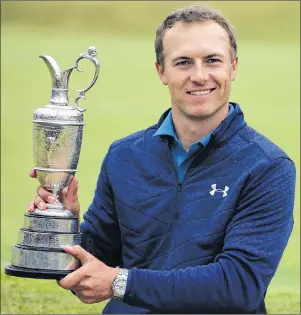  ?? AP PHOTO ?? Jordan Spieth of the United States holds the trophy after winning the British Open Golf Championsh­ips at Royal Birkdale, Southport, England, Sunday.