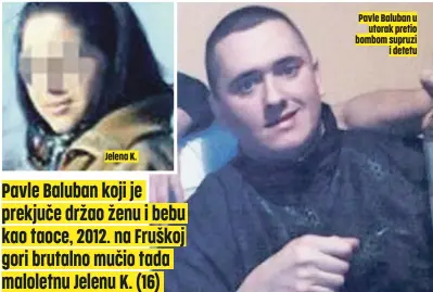  ??  ?? Jelena K.
Pavle Baluban u utorak pretio bombom supruzi i detetu