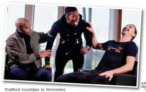  ??  ?? Chuckle buddies: Pogba (centre) and Ibrahimovi­c joke with Sky Sports’ Thierry Henry (left)