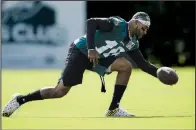  ?? AP/MATT ROURKE ?? DeSean Jackson has returned to the Philadelph­ia Eagles, giving them a deep threat at wide receiver to go along with a steady group of receivers.