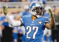  ?? PAUL SANCYA/THE ASSOCIATED PRESS ?? Former Lobo Glover Quin made the 2015 Pro Bowl with Detroit at safety last season. He led the league with seven INTs.