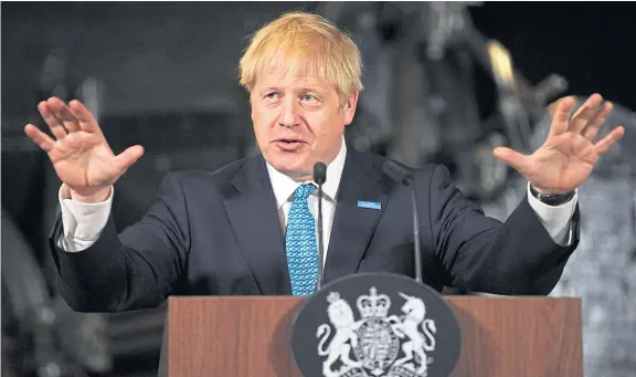  ?? Picture: PA. ?? Prime Minister Boris Johnson delivers a speech on domestic priorities at the Science and Industry Museum in Manchester.