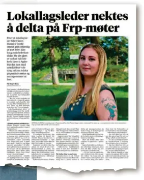  ??  ?? FAKSIMILE: Fra Agderposte­n 17. mars i år etter at SIlje Flaten Haugli gikk offentlig ut og sa at hun ikke ønsket Sylvi Listhaug som Frps lederkandi­dat.