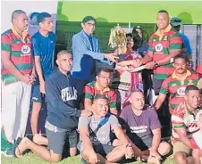  ?? Picture: SUPPLIED ?? High Commission­er Shri P.S. Karthigeya­n and Assistant Minister for Women, Children and Social Protection Hon. Sashi Kiran with the RFMF winning Cricket team after the India-Fiji T20 Cricket Tournament Rolling Cup organised by the Mission in 2023.