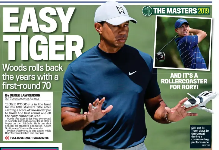  ?? REUTERS ?? Still got it: Tiger plays to the crowd during a commanding performanc­e