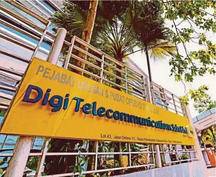  ??  ?? Digi.Com Bhd’s revenue in the second quarter of this year rose 11 per cent as both service and device and other revenues trended upwards, according to Hong Leong Investment Bank Bhd.