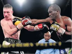  ?? /JOHAN RYNNERS/GALLO IMAGES ?? Nkululeko Mhlongo, right, last fought in September when he stopped Brandon Thysse in 10 rounds at Emperors Palace in Kempton Park.