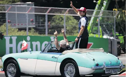  ?? ALLEN MCINNIS ?? Williams driver Lance Stroll takes part in the drivers’ parade at the Canadian Grand Prix on Sunday.