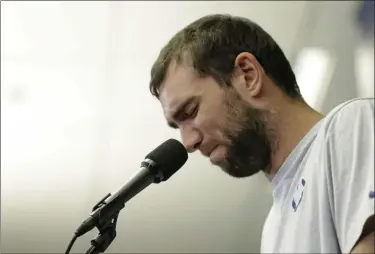  ?? AJ MAST —THE ASSOCIATED PRESS ?? Colts quarterbac­k Andrew Luck during a news conference Aug. 24 following the team’s preseason game against the Bears. Luck announced he is retiring at age 29.