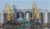  ?? KOSTIANTYN LIBEROV/AP ?? A grain storage terminal is shown during the Aug. 19, 2022, visit of U.N. chief Antonio Guterres in Odesa. On Saturday, two cargo ships arrived in a Ukraine port.