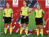  ?? ANSA ?? Da sinistra Francesca Di Monte, Maria Sole Ferrieri Caputi e Tiziana Trasciatti, qui in Coppa Italia a gennaio del 2023