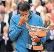  ??  ?? TEARS OF JOY Nadal’s emotional after 11th title win