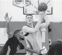  ?? Brett Coomer / Staff photograph­er ?? Rockets center Isaiah Hartenstei­n, right, played “exceptiona­lly well” throughout training camp, said coach Mike D’Antoni.