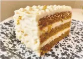  ?? Elena Kadvany / The Chronicle ?? Meichih Kim, former cochef of Maum in Palo Alto, has been selling her goldflaked carrot cake on Instagram during the pandemic.