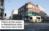  ??  ?? Police at the scene in Wealdstone after two boys were shot