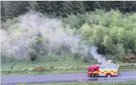  ??  ?? Dramatic Drone picture shows firefighte­rs tackling the blaze on the Gleniffer Braes