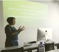  ??  ?? Prof. Mora presents key insights on the Philippine­s’ approach to media literacy and citizen journalism at the University of Vienna.