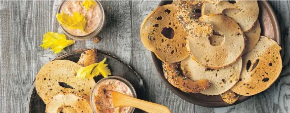  ??  ?? Potted Salmon with Bagel Crisps comes from The Okanagan Table by Rod Butters. This tasty, B.C.-inspired spread would make a great gift for a host.