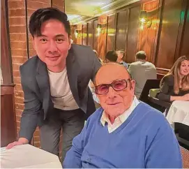  ?? Sarah Bamford Hybrid Media/Contribute­d photo ?? K Dong, owner of MOLI restaurant on Greenwich Avenue, poses with music mogul Clive Davis at MOLI last Friday evening.